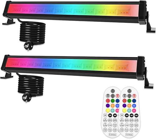 MEIHUA 42W RGB Strahler Außen 10 Farben 6 Helligkeit 30 Modi IP66 Wasserdicht Wallwasher LED Bar Lichteffekte mit Fernbedienung Partylicht für DJ Home Bühnenlichter Weihnachtsdekoration 2 Pack von MEIHUA