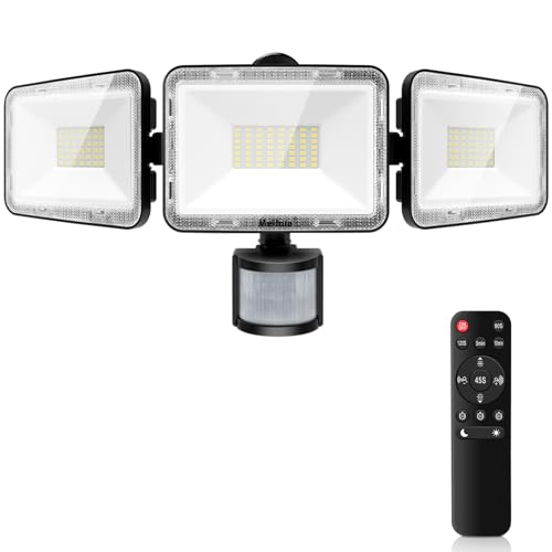 MEIHUA 70W LED Strahler mit Bewegungsmelder Außen Fernbedienung 700-6850LM IP66 Wasserdicht 4 Modi 10 Helligkeitsstufen Flutlicht 6500K Kaltweiß Scheinwerfer für Garten Garage Sportplatz von MEIHUA