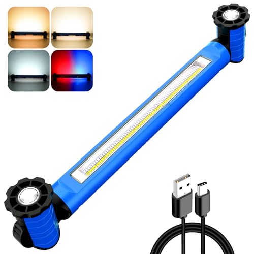 MEIHUA Arbeitsleuchte 3000LM 3 Helligkeiten 2700K 4000K 6500K LED Werkstattlampe Mit Magnet und Haken LED Akku Strahler Wiederaufladbare Baustrahler Camping, Garage, Baustelle, Werkstatt, Notfall von MEIHUA