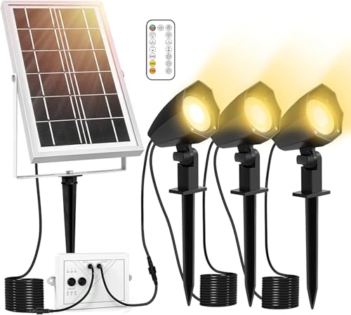 MEIHUA Solar Strahler 3 Stück Solar Gartenleuchte IP66 Wasserdichte, Solarlampen für außen mit Erdspieß, 3 Farbtemperatur einstellbar 2700K/4000K/6000K, für Gärten, Sträucher und Bäume von MEIHUA