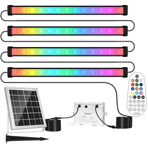 LED Strahler Außen MEIHUA Solar RGB Wallwasher Licht Dimmbar LED Party Lichter Timer RGB LED Partylicht IP66 Discolicht Partybeleuchtung für Aussen DJ Disco Party Garten Karneval 4 in 1 von MEIHUA