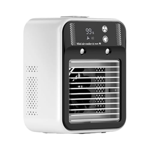 MEIION Premium Mini Aircooler Luftkühler Mit Wasserkühlung Ohne Abluftschlauch Tragbarer Mini-Klimaanlage mit 2 Geschwindigkeiten, wiederaufladbarer Luftkühler, Digitalanzeige von MEIION