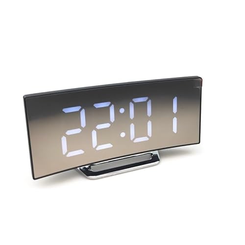 MEIION Raum Lust Geschwungener LED-Digitalwecker im modernen Stil RGB LED Wecker mit gebogenem Bildschirm, großes Display, Nachtlicht & USB-Ladeanschluss von MEIION