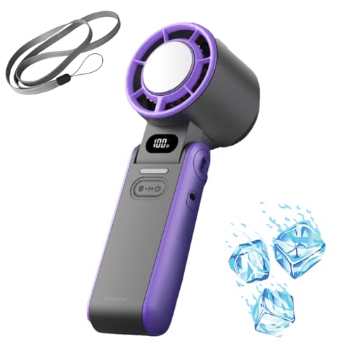 MEIION Tragbarer Handventilator mit integrierter Eisplatte – mobiler USB-C Ventilator, 100 Stufen & 10 Std. Akku – faltbarer Lüfter für Büro, Outdoor & Reisen – ideal für Studenten & Pendler von MEIION