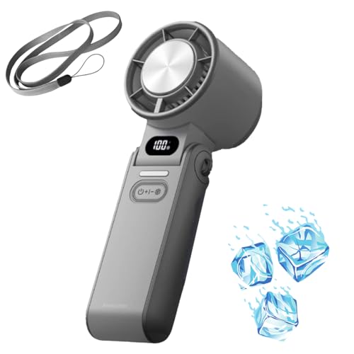 MEIION Tragbarer Handventilator mit integrierter Eisplatte – mobiler USB-C Ventilator, 100 Stufen & 10 Std. Akku – faltbarer Lüfter für Büro, Outdoor & Reisen – ideal für Studenten & Pendler von MEIION