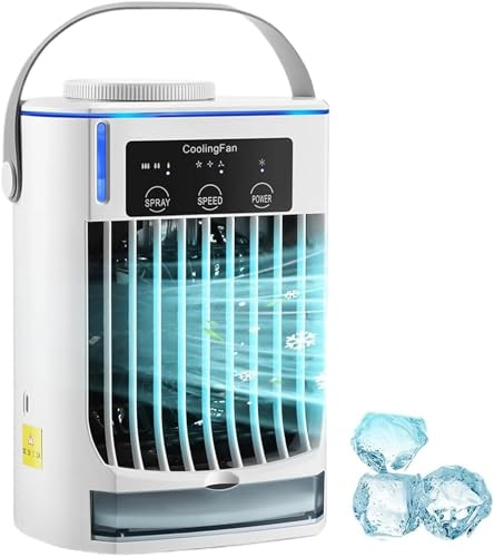 Tundra Freeze Neues und verbessertes Modell 2025 Tragbarer 3-in-1 Mini Verdunstungsluftkühler mit 3 Geschwindigkeiten, großem Wassertank für Schlafzimmer, Büro und unterwegs von MEIION
