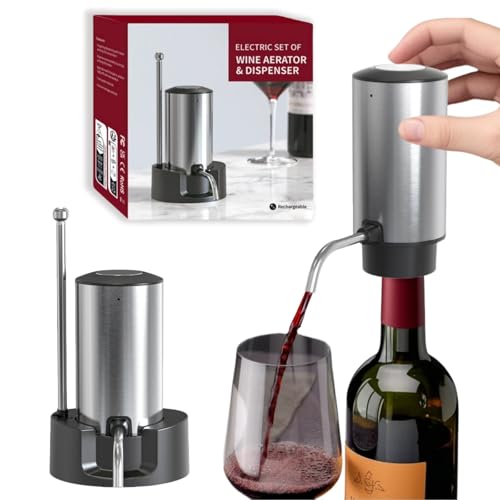 vino&friends VinoAir – Der automatische Premium Dekanter mit Belüftung & Ausgießer Elektrischer Weinbelüfter & Ausgießer, wiederaufladbarer mit einziehbarer Rohrständerbasis von MEIION