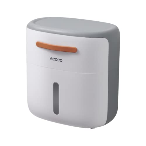 MEIJMJIA - Toilettenpapierhalter an der Wand, Spender für Papierrollen, Wasserdicht/Staubdicht, Selbstklebend Mit Kleiner Schublade (Grau) von MEIJMJIA