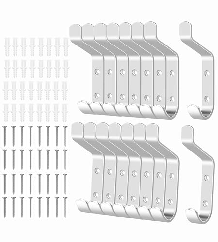 MEIJO 16 Stück Garderobenhaken kleiderhaken Wand Silber Hakenleiste Garderobe Garderobenleiste Wandgarderobe für Schlafzimmer Bad Küche MEIJO 16 Stück Garderobenhaken kleiderhaken Wand Silber Hakenleiste Garderobe Garderobenleiste Wandgarderobe für Schlafzimmer Bad Küche von MEIJO