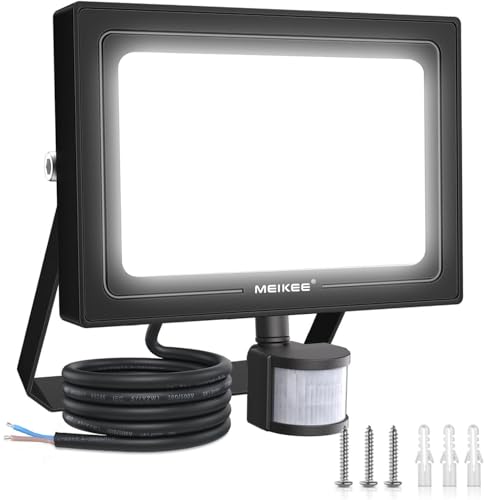 MEIKEE 50W LED Strahler mit Bewegungsmelder 4700 LM 6500K Superhell LED Fluter mit Sensor IP66 Wasserdicht Scheinwerfer Wandleuchte für Garten Garage Sportplatz von MEIKEE