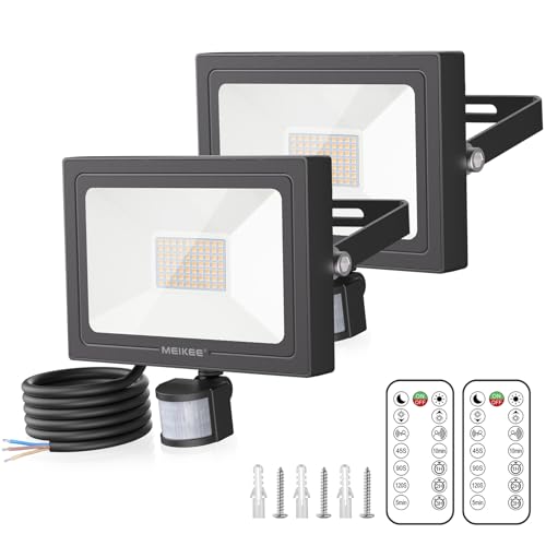 MEIKEE 60W LED Strahler mit Bewegungsmelder 2700K 2 PACK von MEIKEE