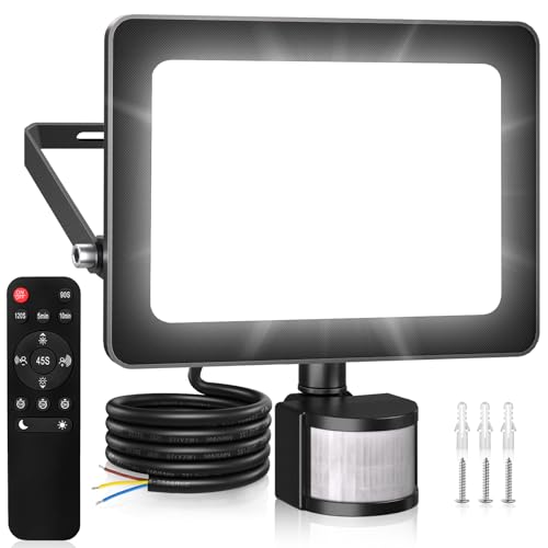 MEIKEE 60W LED Strahler mit Bewegungsmelder Außen 5900LM 6500K Kaltweiß 3 Modi 10 Helligkeitsstufen LED Fluter mit Sensor IP66 Wasserdicht Scheinwerfer für Garten Garage Sportplatz von MEIKEE