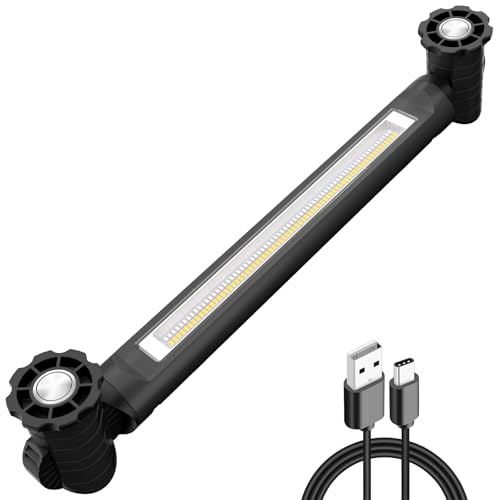 MEIKEE Arbeitsleuchte 3000LM 6 Lichtmodi 3 Helligkeiten Werkstattlampe Mit Magnet und Haken, LED Akku Strahler Wiederaufladbare Baustrahler Camping, Garage, Baustelle, Werkstatt, Notfall-Schwarz von MEIKEE