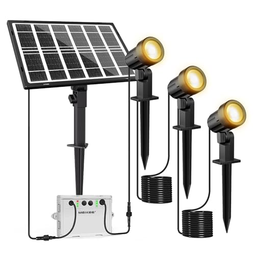 MEIKEE Solarstrahler für Außen 3 Stück 2700K Warmweiß Solarlampen für Außen 5000MAH IP66 Wasserdicht 3 Helligkeit 2 Modi Solar Gartenleuchte Garten Rasen Terrasse von MEIKEE