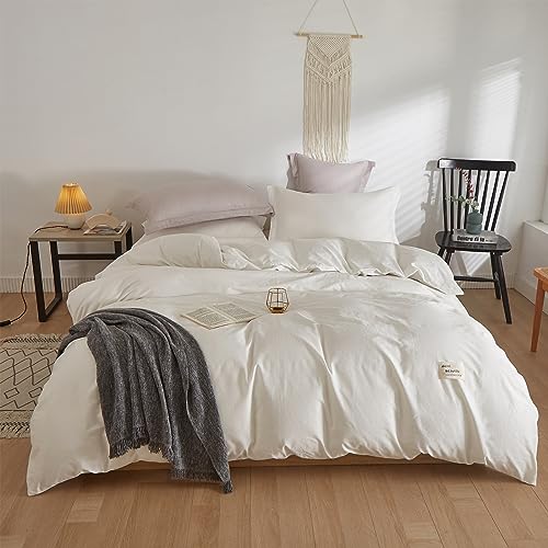 MEILA Bettwäsche Set 3teilig Weiß 200 x 200 cm 100% Baumwollstoff Bettbezug Set mit 2 Kissenbezüge, Weich und Bügelfrei von MEILA