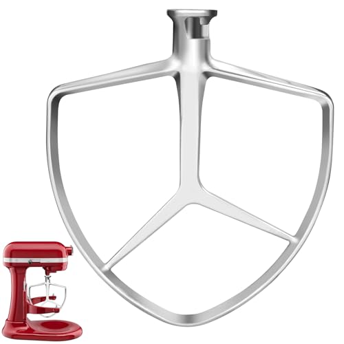 Flacher Schneebesen aus Edelstahl, kompatibel mit KitchenAid7QT Bowl-Lift-Standmixern, Schneebesen-Ersatz, lebensmittelechter Edelstahl-Mixer-Aufsatz, spülmaschinenfest von MEILEYII