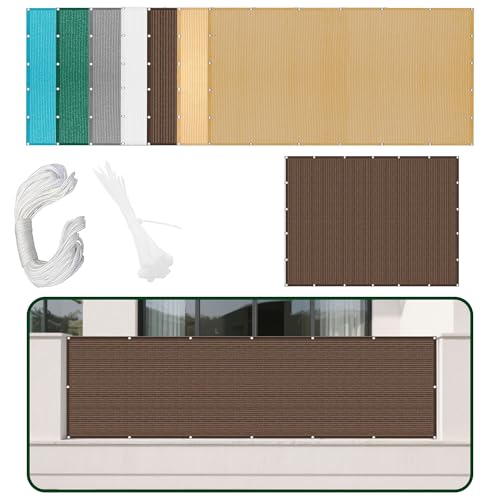 Atmungsaktiv Sonnensegel 350 x 520 cm Rechteckig Atmungsaktiv Sonnenschutz Windschutz Schattentuch Quadrat mit Ösen Und Befestigungsseile für Garten Balkon, braun von MEILIPA