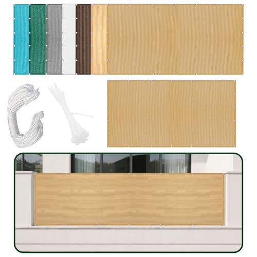Atmungsaktiv Sonnensegel 360 x 670 cm Rechteckig Atmungsaktiv Sonnenschutz Windschutz Schattentuch Quadrat mit Ösen Und Befestigungsseile für Garten Balkon, Sandgelb von MEILIPA
