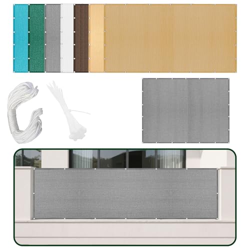 Atmungsaktiv Sonnensegel 490 x 680 cm Rechteckig Atmungsaktiv Sonnenschutz Windschutz Schattentuch Quadrat mit Ösen Und Befestigungsseile für Garten Balkon, Hellgrau von MEILIPA