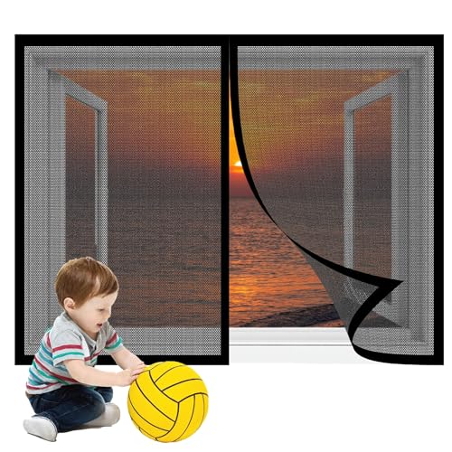 Fliegengitter Fenster Magnetisch 63 x 57 cm Insektenschutz Fenstervorhang Fliegenschutz Ohne Bohren Einfach zu Montieren für Innen Außen Fenster, Schwarz Fliegengitter Fenster Magnetisch 63 x 57 cm Insektenschutz Fenstervorhang Fliegenschutz Ohne Bohren Einfach zu Montieren für Innen Außen Fenster, Schwarz von MEILIPA