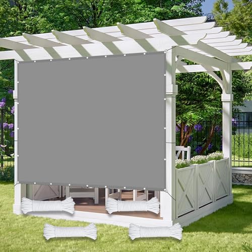 Rechter Winkel Sonnensegel 3.6 x 7.5 m Windabweisend Reißfest UV Schutz Terrassendach Sichtschutz mit Ösen Segeltuch 4 × 1.5 M Seile für Garten Balkon & Terrasse, Hellgrau von MEILIPA