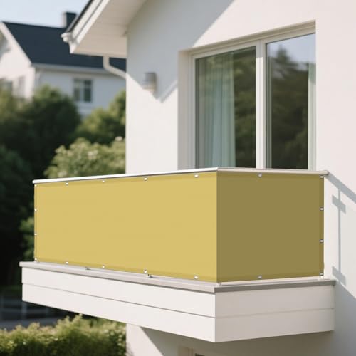 Sonnensegel Balkon 1.3 x 2 m Rechteckig Wasserdicht 98% UV Schutz Sichtschutz Windschutz Tarp mit Spannseilen mit Ösen für Garten Terrasse Camping Outdoor, Creme Farben von MEILIPA