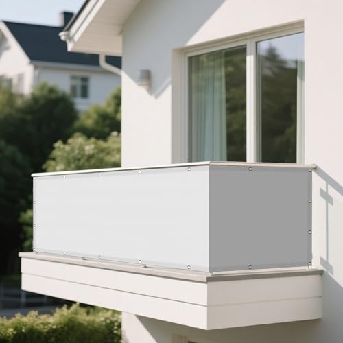 Sonnensegel Balkon 2.6 x 2.6 m Rechteckig Wasserdicht 98% UV Schutz Sichtschutz Windschutz Tarp mit Spannseilen mit Ösen für Garten Terrasse Camping Outdoor, Weiß von MEILIPA