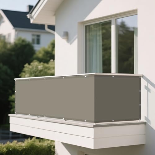 Sonnensegel Balkon 2.6 x 9 m Rechteckig Wasserdicht 98% UV Schutz Sichtschutz Windschutz Tarp mit Spannseilen mit Ösen für Garten Terrasse Camping Outdoor, Khaki von MEILIPA