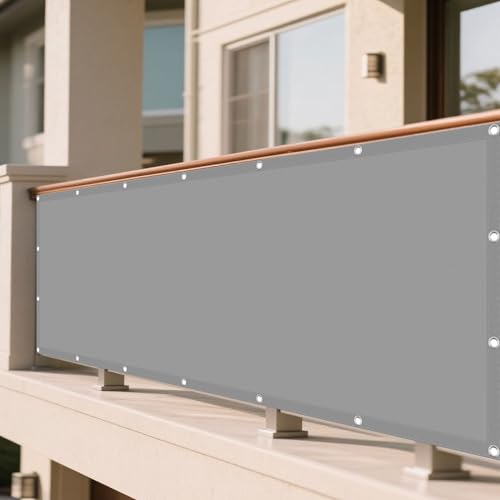 Sonnensegel Rechteckig 140 x 330 cm Rechteckig Wasserdicht Sonnenschutz Windschutz Schattentuch mit Ösen Sichtschutz Reißfest Wetterfest Ohne Bohren für Garten Terrasse, Hellgrau von MEILIPA