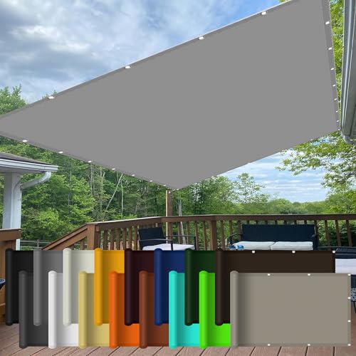 Sonnensegel Segel Baldachin 0.8 x 2.6 m Windschutz Überdachung Plane Premium Polyester Sonnensegel mit Ösen Segeltuch 4 × 1.5 M Seile für Patio Balkon Terrasse Camping, Hellgrau von MEILIPA