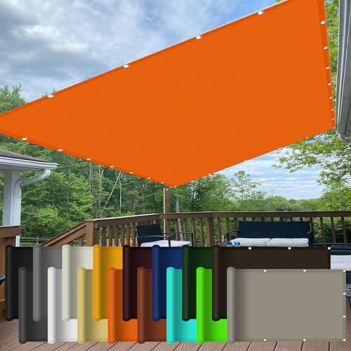 Sonnensegel Wasserdicht Quadratisch 2 x 3.2 m Wasserabweisendes Sonnensegel Sichtschutz Schattennetz mit Ösen Segeltuch 4 × 1.5 M Seile für Patio Hinterhof Rasengarten, Orange von MEILIPA