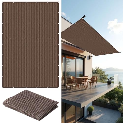Sonnensegel mit Ösen Atmungsaktiv 310 x 510 cm Rechteckig Atmungsaktiv 98% UV Schutz Segeltuch Pergola mit Ösen Segeltuch 4 × 1.5 M Seile für Garten Camping, braun von MEILIPA