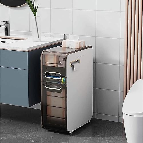 Badezimmer-Bodenschrank, vertikale Aufbewahrungseinheit, schmaler Organizer, Regal, Papierhalter, großes Fassungsvermögen, Badezimmer, hoher Eck-Bodenschrank, schmale Schublade, Aufbewahrungsturm mit Badezimmer-Bodenschrank, vertikale Aufbewahrungseinheit, schmaler Organizer, Regal, Papierhalter, großes Fassungsvermögen, Badezimmer, hoher Eck-Bodenschrank, schmale Schublade, Aufbewahrungsturm mit von MEILISHAOMEI