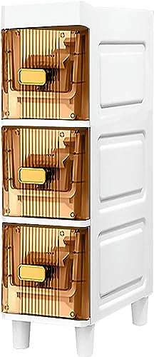 MEILISHAOMEI Badezimmer-Bodenschrank mit Schubladen, großes Fassungsvermögen, schmaler Toilettenpapier-Aufbewahrungsschrank mit transparenten Kunststoff-Schubladen, 18 cm, Upgrade-Aufbewahrungsturm von MEILISHAOMEI