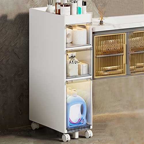 MEILISHAOMEI Kleiner Badezimmer-Aufbewahrungsschrank, 22,9 cm breit, 4 Etagen, schmaler Badezimmer-Bodenschrank, großes Fassungsvermögen, mit Kunststoff-Schubladen und Rollen, schmaler MEILISHAOMEI Kleiner Badezimmer-Aufbewahrungsschrank, 22,9 cm breit, 4 Etagen, schmaler Badezimmer-Bodenschrank, großes Fassungsvermögen, mit Kunststoff-Schubladen und Rollen, schmaler von MEILISHAOMEI