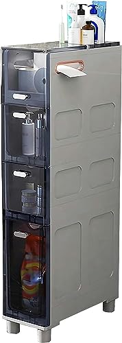 MEILISHAOMEI Schmaler Kunststoffboden Badezimmer Aufbewahrungsschrank Halter Organizer mit Rollen, Mehrzweck-Aufbewahrungsschrank für Wohnzimmer, Schlafzimmer, Küche, Flur von MEILISHAOMEI
