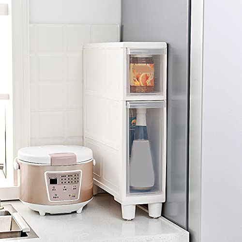 Schmaler, hoher Bodenschrank für Badezimmer, vertikale Aufbewahrungseinheit mit 4 transparenten Schubladen und Rollen, schmaler freistehender schmaler Kommodenturm, Schubladenwagen, 14 cm/22 cm Breite Schmaler, hoher Bodenschrank für Badezimmer, vertikale Aufbewahrungseinheit mit 4 transparenten Schubladen und Rollen, schmaler freistehender schmaler Kommodenturm, Schubladenwagen, 14 cm/22 cm Breite von MEILISHAOMEI
