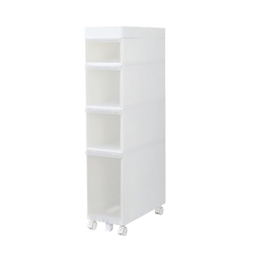 Schmaler hoher Bodenschrank für Badezimmer, vertikale Aufbewahrungseinheit, transparente Schubladen und Rollen, schlanker, freistehender, schmaler Kommodenturm, Aufbewahrungsschubladenwagen (Farbe: 3 Schmaler hoher Bodenschrank für Badezimmer, vertikale Aufbewahrungseinheit, transparente Schubladen und Rollen, schlanker, freistehender, schmaler Kommodenturm, Aufbewahrungsschubladenwagen (Farbe: 3 von MEILISHAOMEI