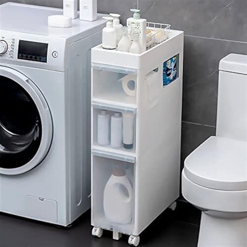 Stapelbare Schubladen, Badezimmer-Aufbewahrungsschrank, schmal, freistehend, Toilettenpapier-Aufbewahrungsschrank, 2/3/4 transparente Schublade und Rollen, schmaler Badezimmer-Bodenschrank Stapelbare Schubladen, Badezimmer-Aufbewahrungsschrank, schmal, freistehend, Toilettenpapier-Aufbewahrungsschrank, 2/3/4 transparente Schublade und Rollen, schmaler Badezimmer-Bodenschrank von MEILISHAOMEI
