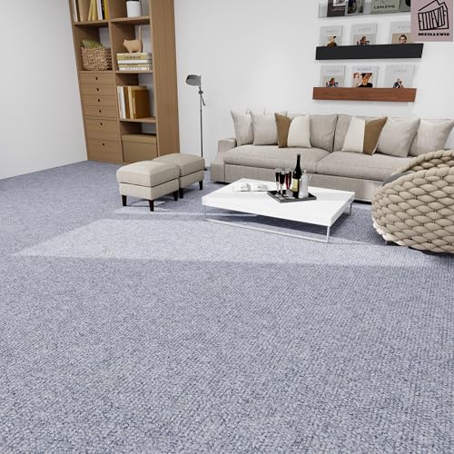 MEILLEVIE 12er Set selbstklebende Teppichfliesen 30x30 cm 1m² waschbar verstärkter Kleber wiederablösbar für Treppen Schlafzimmer Wohnzimmer Mietwohnung (Grau) von MEILLEVIE