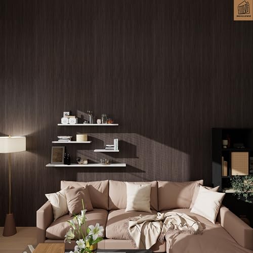 MEILLEVIE 3D selbstklebende Wandpaneele Holzoptik 300x40 cm wasserfeste Klebefolie für Kueche Badezimmer Wohnzimmer DIY Renovierung Mietwohnung einfach montierbar (bräunlichgrau YCC92) von MEILLEVIE
