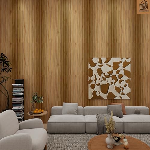 MEILLEVIE 3D selbstklebende Wandpaneele Holzoptik 300x40 cm wasserfeste Klebefolie für Kueche Badezimmer Wohnzimmer DIY Renovierung Mietwohnung einfach montierbar (hellbraun432) von MEILLEVIE