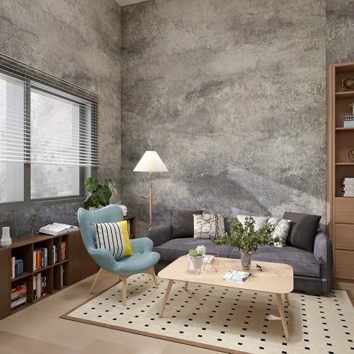 MEILLEVIE selbstklebende Tapete Moebelfolie graue Betonoptik wasserfeste Vinylfolie für Wände Küchenschränke Kühlschranktueren Badezimmer Renovierung Design Folie (dunkelgrau08, 60x300cm) von MEILLEVIE