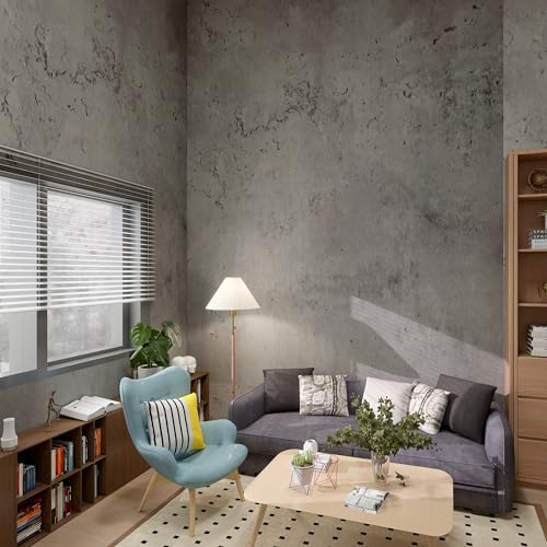 MEILLEVIE selbstklebende Tapete Moebelfolie graue Betonoptik wasserfeste Vinylfolie für Wände Kühlschranktueren Badezimmer Renovierung Design Folie(06grau 60x300cm) von MEILLEVIE
