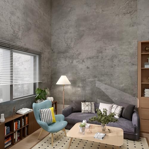 MEILLEVIE selbstklebende Tapete Moebelfolie graue Betonoptik wasserfeste Vinylfolie für Wände Kühlschranktueren Badezimmer Renovierung Design Folie (04hellgrau 60x300cm) von MEILLEVIE