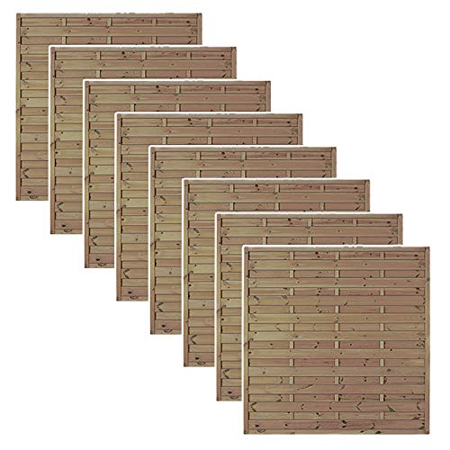 8er Set Sichtschutz-Zäune Berlin | Zaunelemente im Maß 180x180 cm (Breite x Höhe) | druckimprägniertes Kiefer/Fichte Holz | Lamellenzaun | Sichtschutzwand | Dichtzaun | Holz-Zaeune | Sichtschutzblende von MEIN GARTEN VERSAND