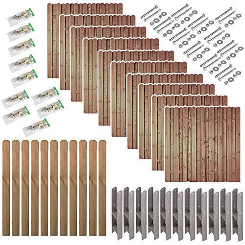 Sichtschutz Gartenzaun Bochum | Komplettset mit Montagematerial & 10 Stk. Bohlenzaun 180x180 cm & 11 Stk. Pfosten 9x9x190 cm | ca. 19 lfd. Meter | Lattenzaun | Sichtschutzelemente von MEIN GARTEN VERSAND