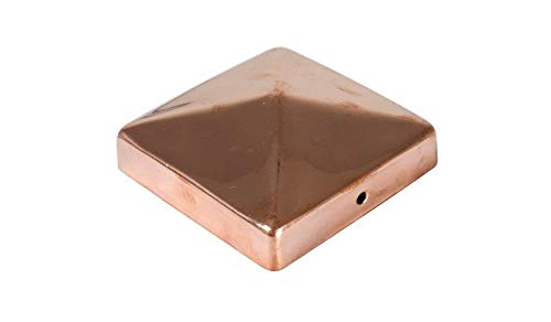 Pfostenkappe Kupfer | Form: Pyramide | im Maß 9x9 (9,1x9,1) cm eckig | aus Kupfer, poliert | Zaunpfostenkappen | Pfosten-Abeckkappe | Zaunkappen | Kupferkappen | Pfostenabdeckung von MEIN GARTEN VERSAND