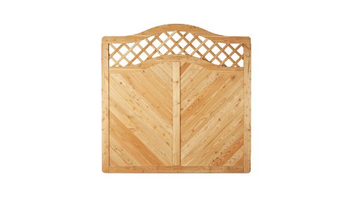 Stilvolle Garten-Zaun Windschutzelemente für den Garten oder die Terrasse aus Lärche in Profilbrett - Optik mit Rankgitter "Mosel" in den Maßen 180 x 180 auf 165 cm (Breite x Höhe) von MEIN GARTEN VERSAND
