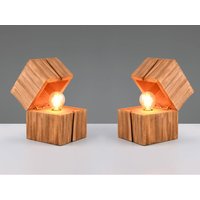 2-er set aufklappbare led Tischleuchten aus Holz Natur, Höhe 16cm von MEINEWUNSCHLEUCHTE